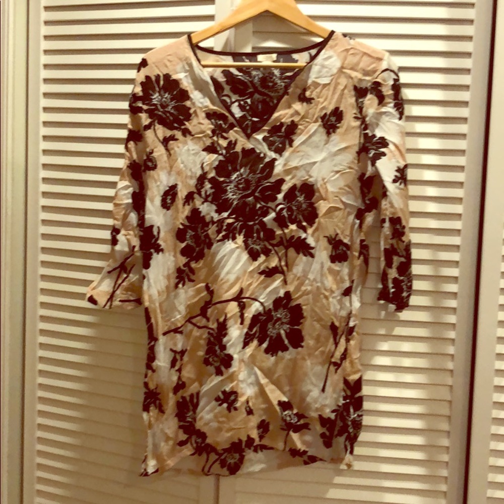 Jcrew rose pink, black and white flowered cover up